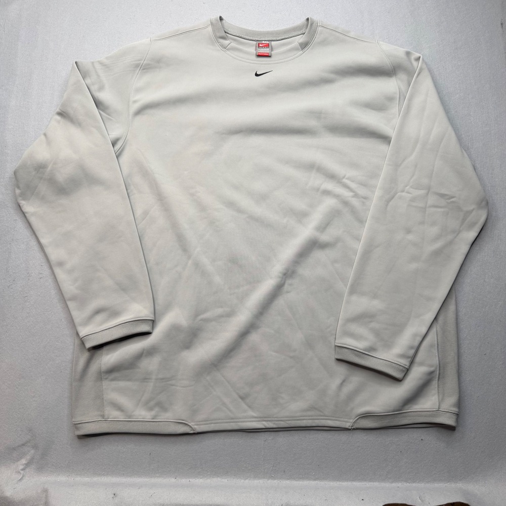 Nike Center Swoosh Crewneck Sweatshirt 4XL Grey Therma FIT Vintage Y2K Mini Logo